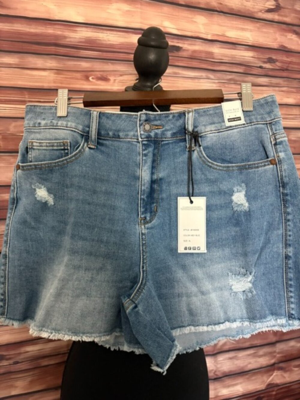 Judy Blue High Waist Denim Distress Cutoff Shorts Size XL NWT